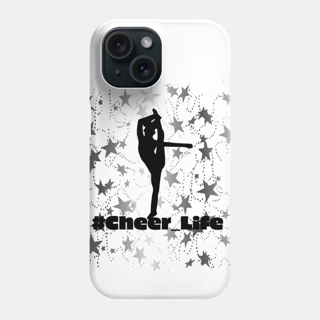 #cheer_Life Design with Silver Star Background Phone Case by PurposelyDesigned