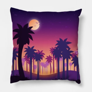 Palm Tree Sunset Hills Pillow