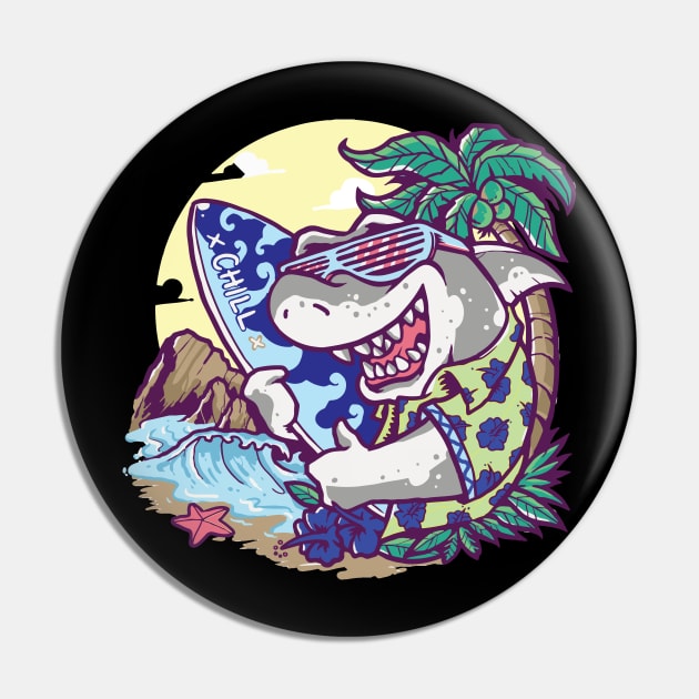 Surfer Shark Pin by shipwrecked2020