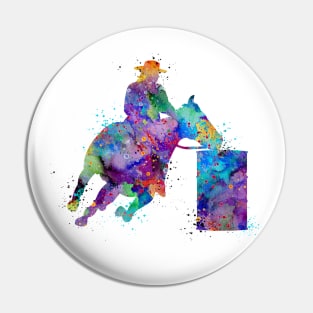 Barrel Racer Boy Colorful Watercolor Rodeo Gift Pin