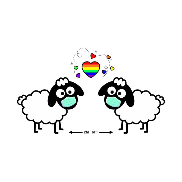 LOVE WINS Sheeple - Com’on follow me - just not too close - cute & funny sheep Mask art - Rainbow PRIDE by originalsusie