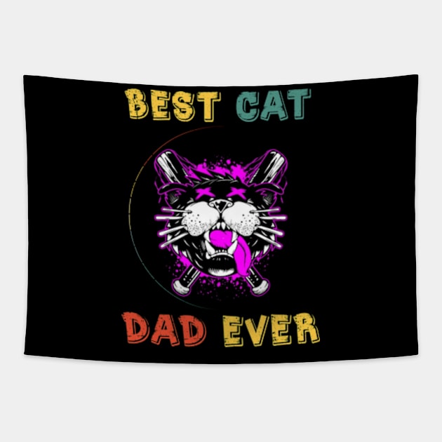 Funny Best Cat Dad Ever Tapestry by StuSpenceart