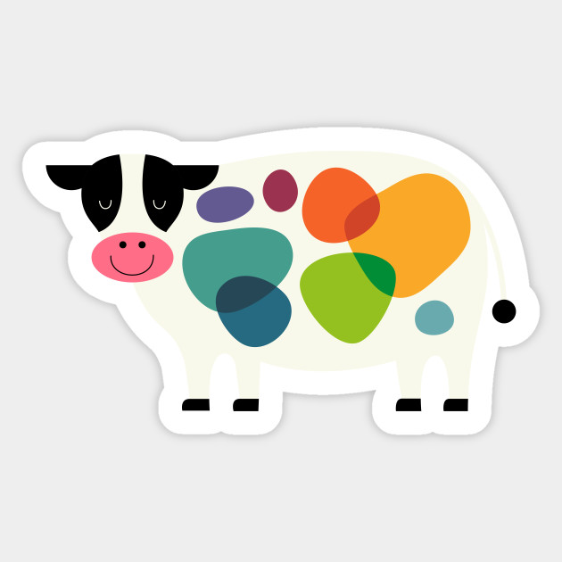 Awesome Cow - Colorful - Sticker