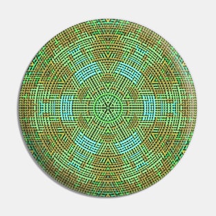 Weave Mandala Green and Orange Pin