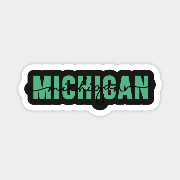 Michigan - Green Magnet by emilystp23