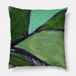 Sap Green Abstract Art Pillow