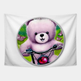 Bike Riding Teddy Bear Tapestry