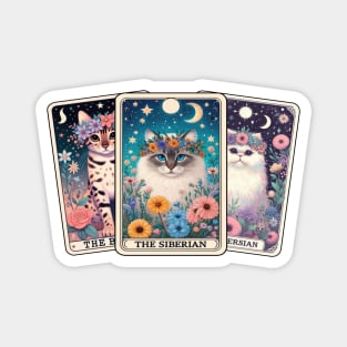 Mystical Cat Tarot Card - Floral Zodiac Feline Art Magnet