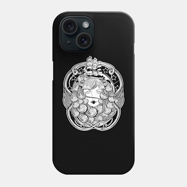 B&W Aileen Ocean Phone Case by ORTEZ.E@GMAIL.COM