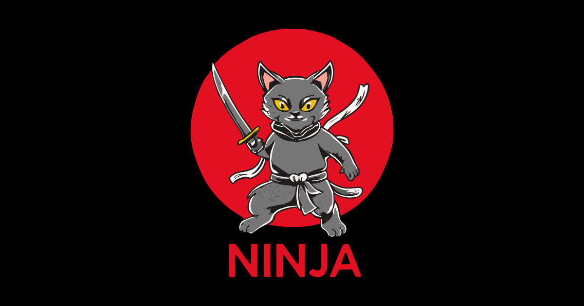 Japanese Art Cat Ninja Ukiyo E Anime Style Samurai Cat Cat Ninja