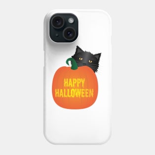 Happy Halloween Pumpkin with a Black Cat Phone Case