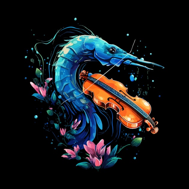 Blue Shrimp Playing Violin by JH Mart