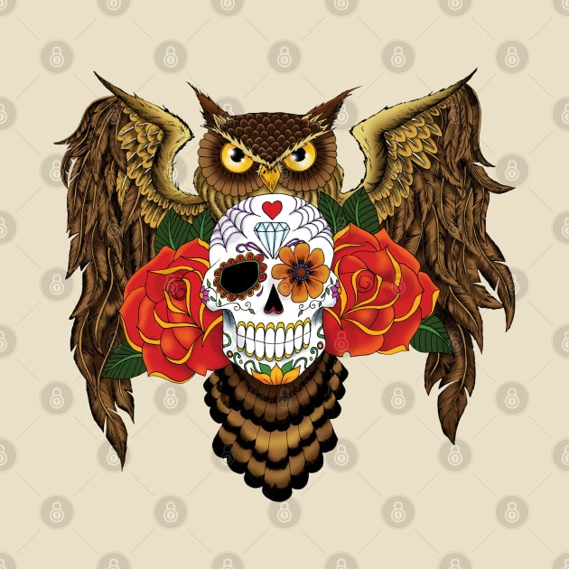 Sugar Skull Owl by tigressdragon