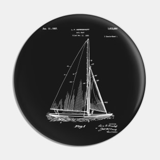 Sailboat Patent - Yacht Art - Black Chalkboard Pin