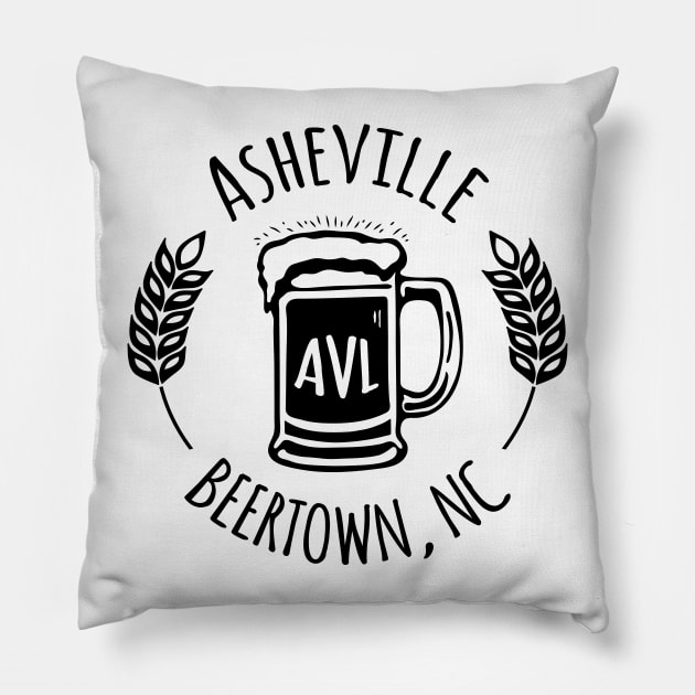 Beertown Asheville, NC - Black G 03 Pillow by AVL Merch