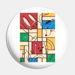 pets mondrian Pin