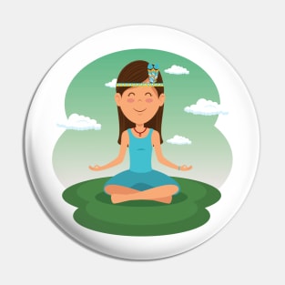 Meditating girl Pin