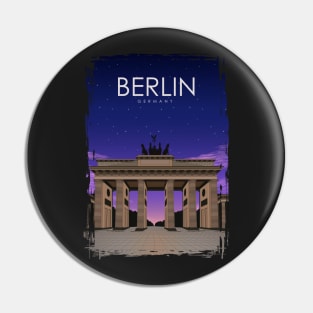 Berlin Germany Monument Vintage Travel Poster at Night Pin