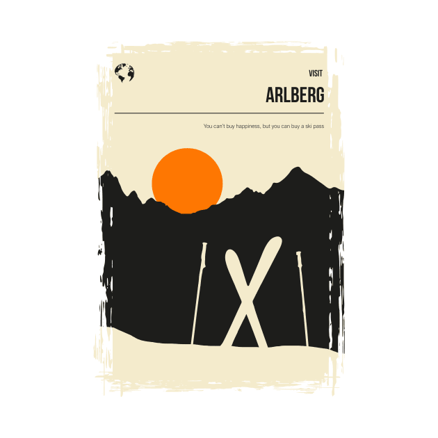 Arlberg Austria Tyrol Tirol Ski Snowboard Travel Poster by jornvanhezik