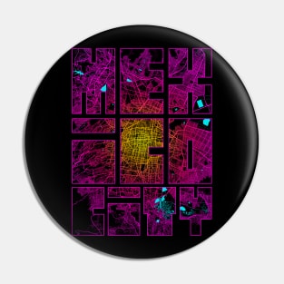 Mexico City Map Typography - Neon Pin