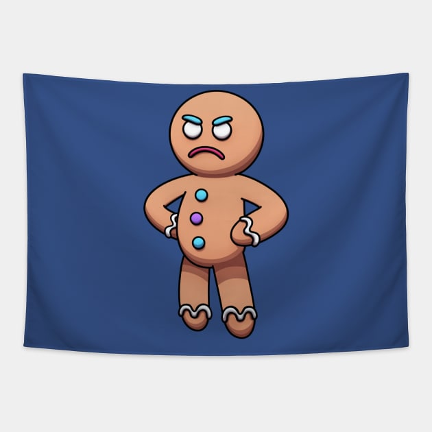 Mad Gingerbread Man Cartoon Tapestry by TheMaskedTooner