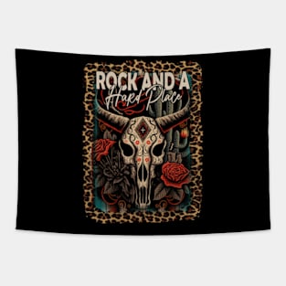 Rock And A Hard Place Country Skull Bull Music Flowers Tapestry