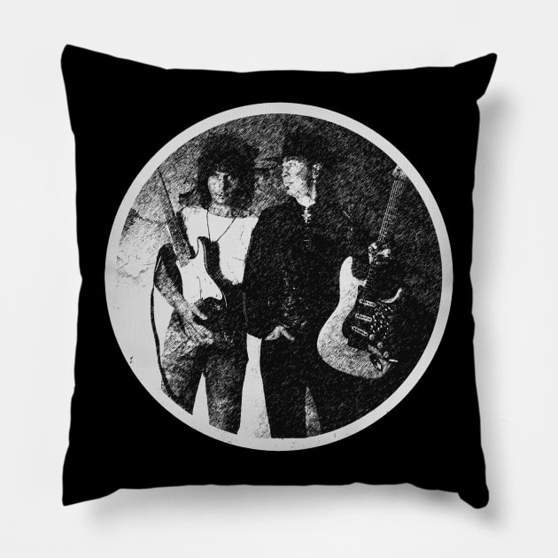 jeff and stevie ray vintage art Pillow by NopekDrawings