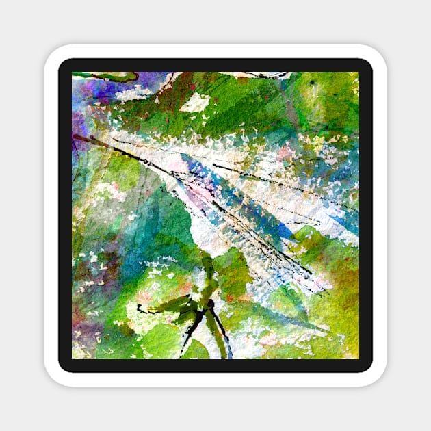 Intuitive Organic Abstract Watercolor in Green Magnet by GinetteArt