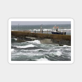 Rough seas at Seahouses, Northumberland, UK Magnet