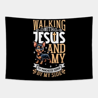 Jesus and dog - Toy Manchester Terrier Tapestry