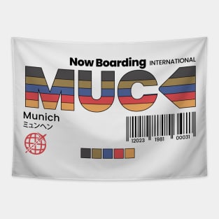 Vintage Munich MUC Airport Label Retro Travel Germany Tapestry