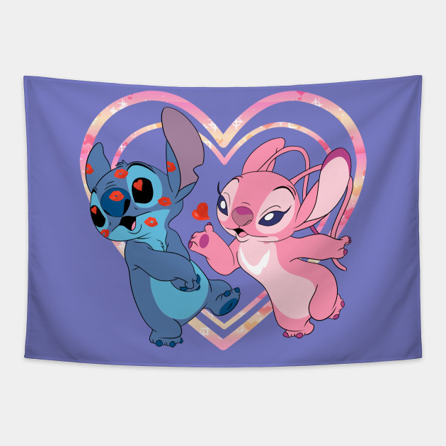 Cute Stitch & Angel - Lilo And Stitch - Tapestry