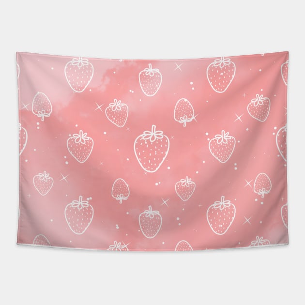 Strawberry Sky Tapestry by LylaLace Studio