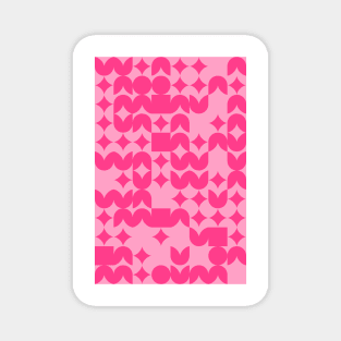 Girly Pinkish Geometric Pattern - Flowers & Stars #4 Magnet