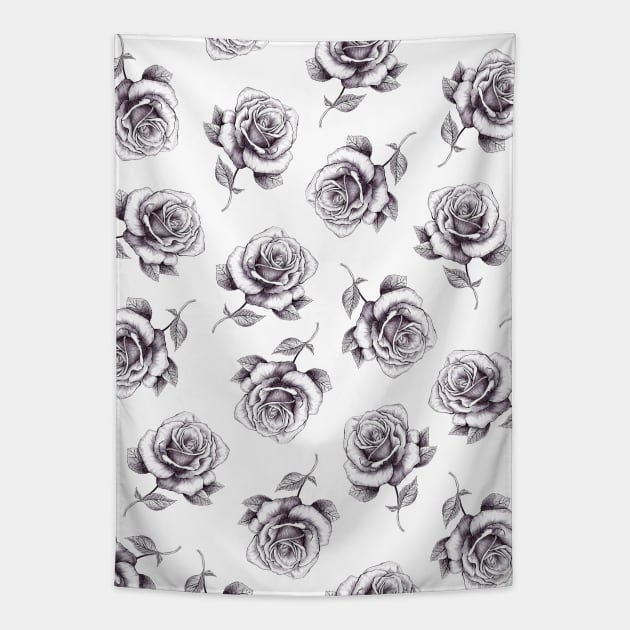 Ink Rose Pattern Tapestry by ClaudiaRinaldi