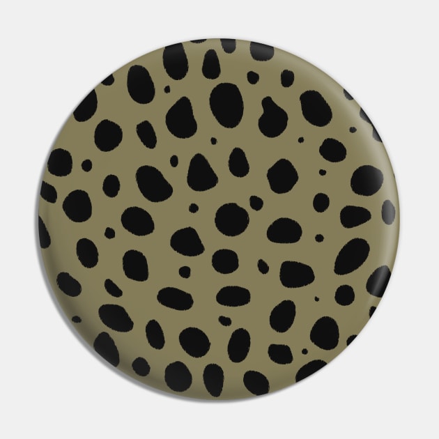 Olive Green and Black Cheetah Print Animal Print - Khaki Green Pin by YourGoods