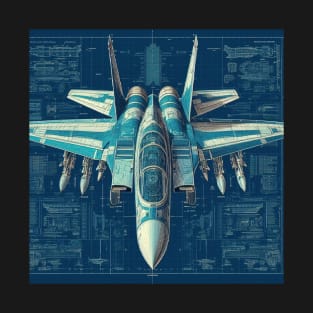 F14 Tomcat Fighter Jet Blueprint Engineering T-Shirt