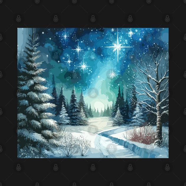 Winter Forest Starry Night by Siha Arts