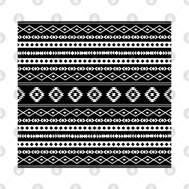 Aztec White on Black Mixed Motifs Pattern by NataliePaskell