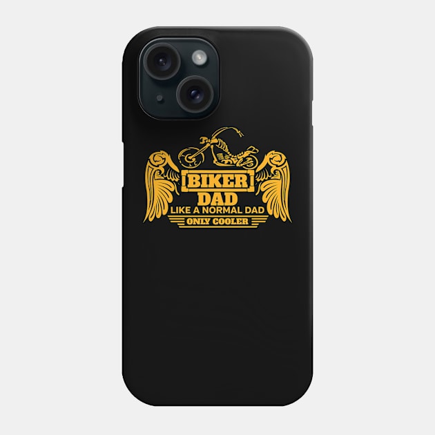 Biker Dad Like a Normal Dad Only Cooler Gold Wings Skeleton Bike Phone Case by EPDROCKS