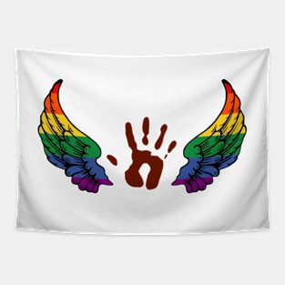 destiel rainbow wings and handprint Tapestry