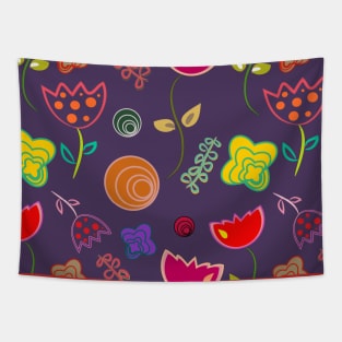 Retro Floral Pattern Tapestry