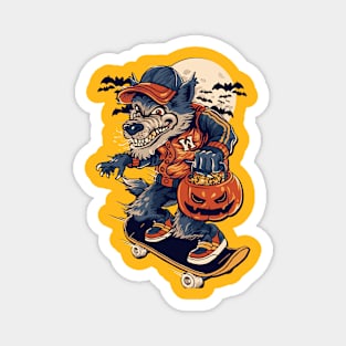 WOLF SKATEBOARDING HALLOWEEN Magnet