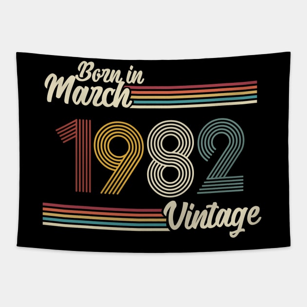 Vintage Born in March 1982 Tapestry by Jokowow