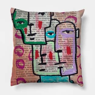 Surreal man. Book page art Pillow