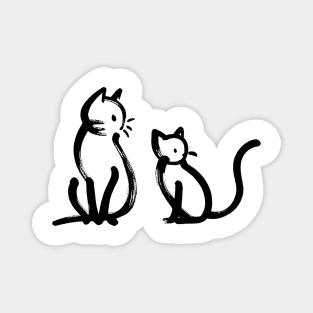 Stick figure cat in black ink Magnet