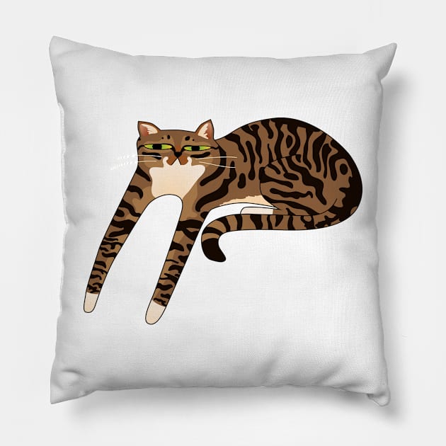 Long Brown Tabby Cat Pillow by ziafrazier