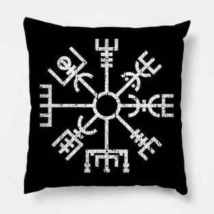 Norse Vegvisir Viking Compass Pagan Wayfinder Distressed Pillow