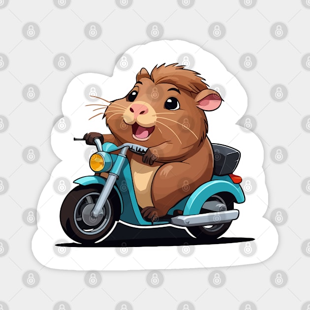 Funny Guinea Pig on Moped Magnet by IDesign23
