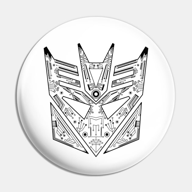 Decepticon Tech - Black and White Pin by LotusArtStudio